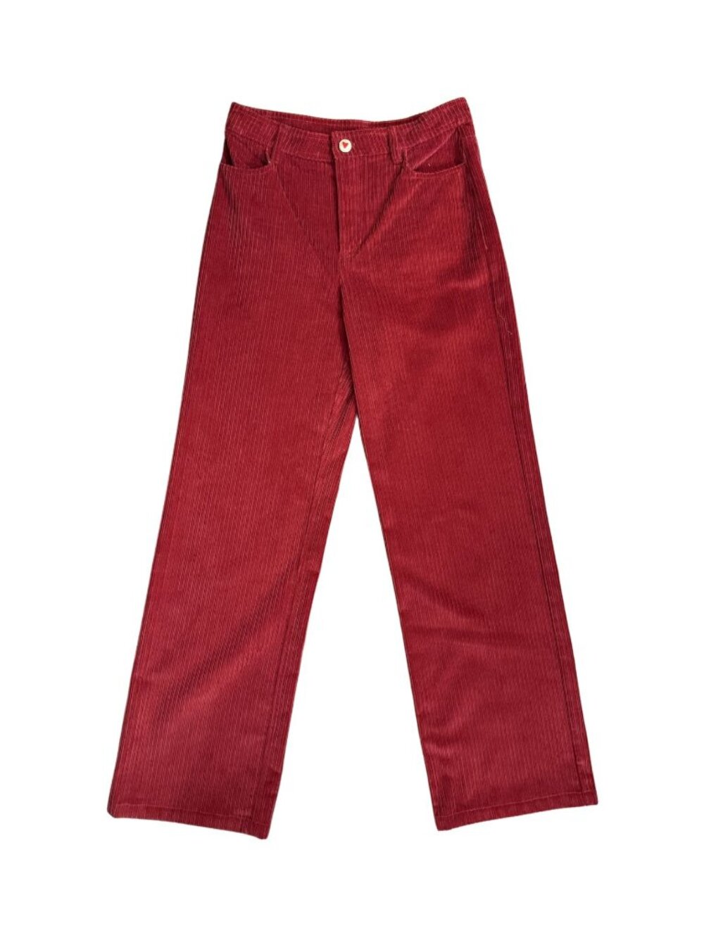 Sézane Antoinette Poisson Wide Leg Trousers Red Corduroy EUC $165 sz 40